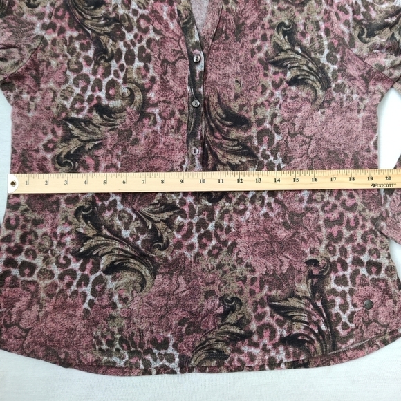 Northern Reflections Women's Leopard Blouse Size Large Pink Brown - Picture 5 of 11